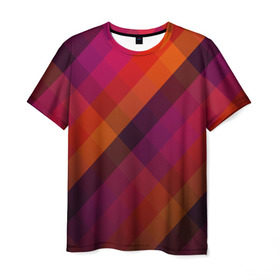Мужская футболка 3D с принтом Ромбы, красная текстура в Белгороде, 100% полиэфир | прямой крой, круглый вырез горловины, длина до линии бедер | геометрия | грязный метал | красные | линии | металлический | полосы | ромбы | серые | текстура