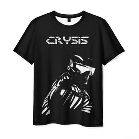 Мужская футболка 3D с принтом CRYSIS в Белгороде, 100% полиэфир | прямой крой, круглый вырез горловины, длина до линии бедер | crysis | другие | игра | крайзис | кризис | надпись | прикольные | пророк | черно белый