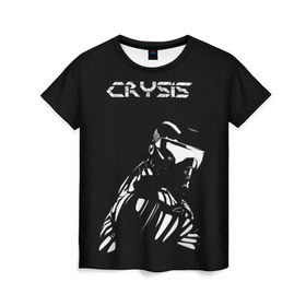 Женская футболка 3D с принтом CRYSIS в Белгороде, 100% полиэфир ( синтетическое хлопкоподобное полотно) | прямой крой, круглый вырез горловины, длина до линии бедер | crysis | другие | игра | крайзис | кризис | надпись | прикольные | пророк | черно белый