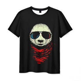 Мужская футболка 3D с принтом Панда Хипстер в Белгороде, 100% полиэфир | прямой крой, круглый вырез горловины, длина до линии бедер | Тематика изображения на принте: 3d | бандана | животные | медвежата | очки | панда хипстер | прикольные | стильные