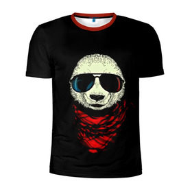 Мужская футболка 3D спортивная с принтом Панда Хипстер в Белгороде, 100% полиэстер с улучшенными характеристиками | приталенный силуэт, круглая горловина, широкие плечи, сужается к линии бедра | 3d | бандана | животные | медвежата | очки | панда хипстер | прикольные | стильные