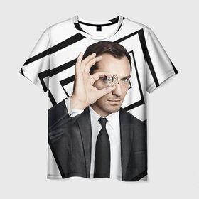 Мужская футболка 3D с принтом Джуд Лоу в Белгороде, 100% полиэфир | прямой крой, круглый вырез горловины, длина до линии бедер | Тематика изображения на принте: актер | ватсон | джуд | джуд лоу | лоу | холмс | шерлок