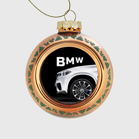 Стеклянный ёлочный шар с принтом BMW белая в Белгороде, Стекло | Диаметр: 80 мм | bmw | x3 x4 x5 x6 x7 x8 | авто | автомобиль | блатная | бмв | бумер | бэха | иномарка | концерн | красивая | крутая | марка немецкая | машина | пацанский таз | прикольная | тачила | тачка