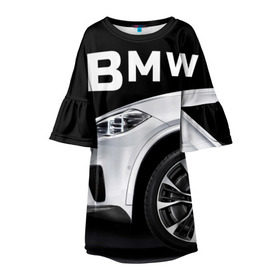 Детское платье 3D с принтом BMW белая в Белгороде, 100% полиэстер | прямой силуэт, чуть расширенный к низу. Круглая горловина, на рукавах — воланы | bmw | x3 x4 x5 x6 x7 x8 | авто | автомобиль | блатная | бмв | бумер | бэха | иномарка | концерн | красивая | крутая | марка немецкая | машина | пацанский таз | прикольная | тачила | тачка