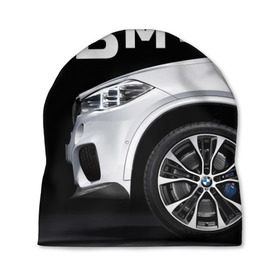 Шапка 3D с принтом BMW белая в Белгороде, 100% полиэстер | универсальный размер, печать по всей поверхности изделия | bmw | x3 x4 x5 x6 x7 x8 | авто | автомобиль | блатная | бмв | бумер | бэха | иномарка | концерн | красивая | крутая | марка немецкая | машина | пацанский таз | прикольная | тачила | тачка