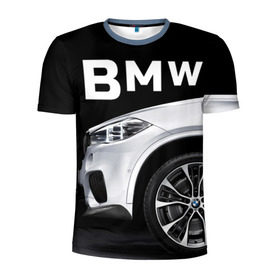 Мужская футболка 3D спортивная с принтом BMW белая в Белгороде, 100% полиэстер с улучшенными характеристиками | приталенный силуэт, круглая горловина, широкие плечи, сужается к линии бедра | bmw | x3 x4 x5 x6 x7 x8 | авто | автомобиль | блатная | бмв | бумер | бэха | иномарка | концерн | красивая | крутая | марка немецкая | машина | пацанский таз | прикольная | тачила | тачка