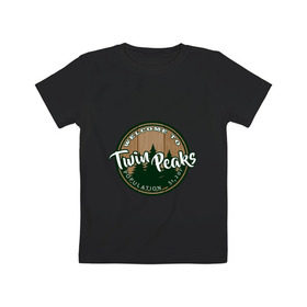 Детская футболка хлопок с принтом Twin Peaks в Белгороде, 100% хлопок | круглый вырез горловины, полуприлегающий силуэт, длина до линии бедер | twin peaks твин пикс | девид линч | лес | лора палмер | сова | туман