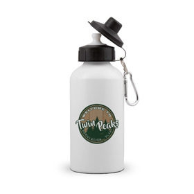 Бутылка спортивная с принтом Twin Peaks в Белгороде, металл | емкость — 500 мл, в комплекте две пластиковые крышки и карабин для крепления | Тематика изображения на принте: twin peaks твин пикс | девид линч | лес | лора палмер | сова | туман