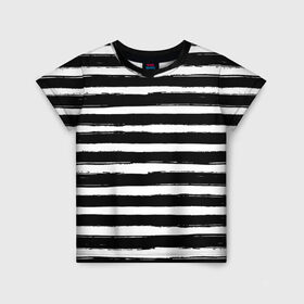 Детская футболка 3D с принтом Тельняшка в Белгороде, 100% гипоаллергенный полиэфир | прямой крой, круглый вырез горловины, длина до линии бедер, чуть спущенное плечо, ткань немного тянется | геометрия | зебра | линии | полосы | тельняшка | узор | черно белый