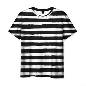 Мужская футболка 3D с принтом Тельняшка в Белгороде, 100% полиэфир | прямой крой, круглый вырез горловины, длина до линии бедер | геометрия | зебра | линии | полосы | тельняшка | узор | черно белый