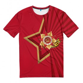 Мужская футболка 3D с принтом День победы в Белгороде, 100% полиэфир | прямой крой, круглый вырез горловины, длина до линии бедер | 