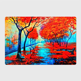 Магнитный плакат 3Х2 с принтом Autumn в Белгороде, Полимерный материал с магнитным слоем | 6 деталей размером 9*9 см | 3d | вода | деревья | другие | желтый | живопись | картинка | краски | листья | осень | пейзаж | прикольные | природа | река | рисунок | яркие