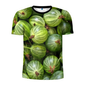 Мужская футболка 3D спортивная с принтом Крыжовник в Белгороде, 100% полиэстер с улучшенными характеристиками | приталенный силуэт, круглая горловина, широкие плечи, сужается к линии бедра | еда | зеленый | крыжовник | растения | текстура | фрукты | ягоды