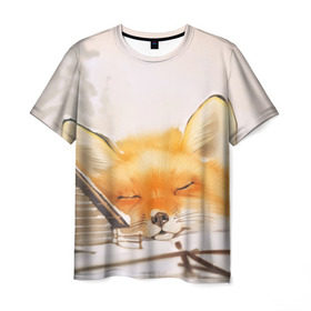 Мужская футболка 3D с принтом Сон в Белгороде, 100% полиэфир | прямой крой, круглый вырез горловины, длина до линии бедер | Тематика изображения на принте: fox | red | лиса | лисенок | рыжая