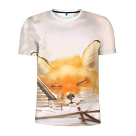 Мужская футболка 3D спортивная с принтом Сон в Белгороде, 100% полиэстер с улучшенными характеристиками | приталенный силуэт, круглая горловина, широкие плечи, сужается к линии бедра | Тематика изображения на принте: fox | red | лиса | лисенок | рыжая