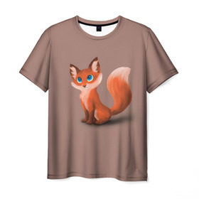 Мужская футболка 3D с принтом Paint в Белгороде, 100% полиэфир | прямой крой, круглый вырез горловины, длина до линии бедер | fox | red | лиса | лисенок | рыжая