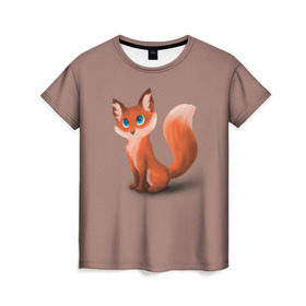 Женская футболка 3D с принтом Paint в Белгороде, 100% полиэфир ( синтетическое хлопкоподобное полотно) | прямой крой, круглый вырез горловины, длина до линии бедер | fox | red | лиса | лисенок | рыжая