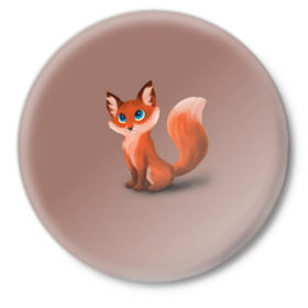 Значок с принтом Paint в Белгороде,  металл | круглая форма, металлическая застежка в виде булавки | fox | red | лиса | лисенок | рыжая