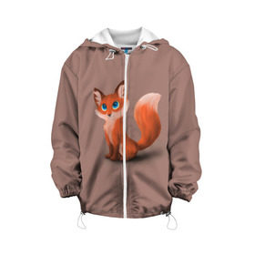 Детская куртка 3D с принтом Paint в Белгороде, 100% полиэстер | застежка — молния, подол и капюшон оформлены резинкой с фиксаторами, по бокам — два кармана без застежек, один потайной карман на груди, плотность верхнего слоя — 90 г/м2; плотность флисового подклада — 260 г/м2 | fox | red | лиса | лисенок | рыжая