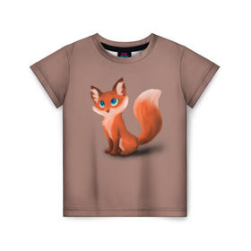 Детская футболка 3D с принтом Paint в Белгороде, 100% гипоаллергенный полиэфир | прямой крой, круглый вырез горловины, длина до линии бедер, чуть спущенное плечо, ткань немного тянется | fox | red | лиса | лисенок | рыжая