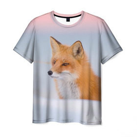Мужская футболка 3D с принтом Morning в Белгороде, 100% полиэфир | прямой крой, круглый вырез горловины, длина до линии бедер | fox | red | лиса | лисенок | рыжая