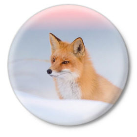 Значок с принтом Morning в Белгороде,  металл | круглая форма, металлическая застежка в виде булавки | fox | red | лиса | лисенок | рыжая