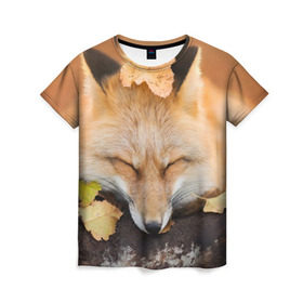 Женская футболка 3D с принтом Соня в Белгороде, 100% полиэфир ( синтетическое хлопкоподобное полотно) | прямой крой, круглый вырез горловины, длина до линии бедер | fox | red | лиса | лисенок | рыжая