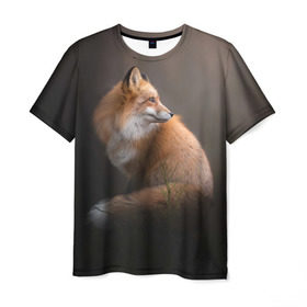 Мужская футболка 3D с принтом Лиса в Белгороде, 100% полиэфир | прямой крой, круглый вырез горловины, длина до линии бедер | Тематика изображения на принте: fox | red | лиса | лисенок | рыжая