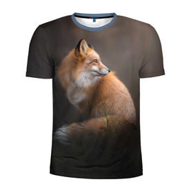 Мужская футболка 3D спортивная с принтом Лиса в Белгороде, 100% полиэстер с улучшенными характеристиками | приталенный силуэт, круглая горловина, широкие плечи, сужается к линии бедра | fox | red | лиса | лисенок | рыжая