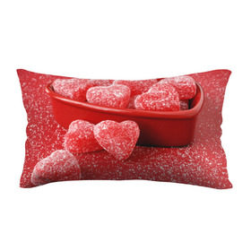 Подушка 3D антистресс с принтом Мармеладные сердца в Белгороде, наволочка — 100% полиэстер, наполнитель — вспененный полистирол | состоит из подушки и наволочки на молнии | еда | конфеты | красный | мармелад | сердечки | сладости