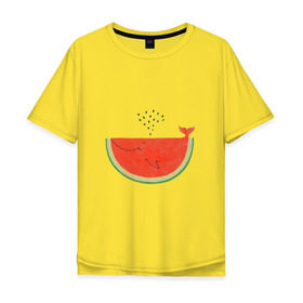 Мужская футболка хлопок Oversize с принтом Кит Арбуз в Белгороде, 100% хлопок | свободный крой, круглый ворот, “спинка” длиннее передней части | арбуз | иллюзия | кит | лето | море | океан | принт | рыба | семечки | фонтан | фрукты | ягоды