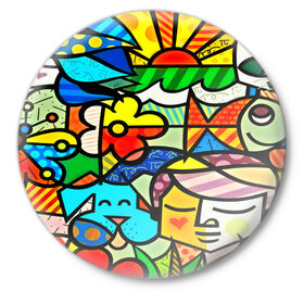 Значок с принтом Картинка-мозаика в Белгороде,  металл | круглая форма, металлическая застежка в виде булавки | 3d | другие | животные | кот | мозаика | насекомые | прикольные | птицы | собака | солнце | текстуры | узор | цветные | цветы | яркие