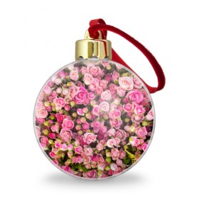 Ёлочный шар с принтом Розовый рай в Белгороде, Пластик | Диаметр: 77 мм | бутон | лепестки | роза | розовый | розочка | цветок | цветы