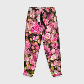 Детские брюки 3D с принтом Розовый рай в Белгороде, 100% полиэстер | манжеты по низу, эластичный пояс регулируется шнурком, по бокам два кармана без застежек, внутренняя часть кармана из мелкой сетки | бутон | лепестки | роза | розовый | розочка | цветок | цветы