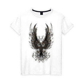 Женская футболка хлопок с принтом Феникс в Белгороде, 100% хлопок | прямой крой, круглый вырез горловины, длина до линии бедер, слегка спущенное плечо | орел | птица | феникс