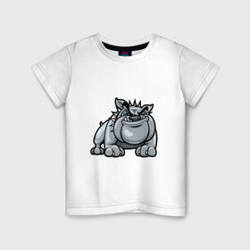 Детская футболка хлопок с принтом Бульдог в Белгороде, 100% хлопок | круглый вырез горловины, полуприлегающий силуэт, длина до линии бедер | босс | бульдог | собака