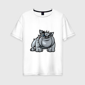 Женская футболка хлопок Oversize с принтом Бульдог в Белгороде, 100% хлопок | свободный крой, круглый ворот, спущенный рукав, длина до линии бедер
 | босс | бульдог | собака