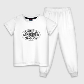 Детская пижама хлопок с принтом Легенды рождаются в Августе в Белгороде, 100% хлопок |  брюки и футболка прямого кроя, без карманов, на брюках мягкая резинка на поясе и по низу штанин
 | legend august