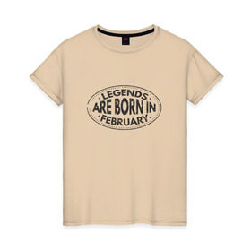 Женская футболка хлопок с принтом Легенды рождаются в Феврале в Белгороде, 100% хлопок | прямой крой, круглый вырез горловины, длина до линии бедер, слегка спущенное плечо | legend february
