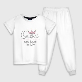 Детская пижама хлопок с принтом Королевы рождаются в июле в Белгороде, 100% хлопок |  брюки и футболка прямого кроя, без карманов, на брюках мягкая резинка на поясе и по низу штанин
 | Тематика изображения на принте: queen july