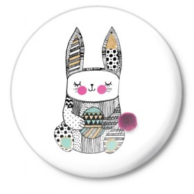 Значок с принтом Пасхальный кролик в Белгороде,  металл | круглая форма, металлическая застежка в виде булавки | 
