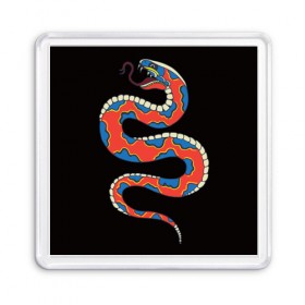 Магнит 55*55 с принтом Змея в Белгороде, Пластик | Размер: 65*65 мм; Размер печати: 55*55 мм | змея | кобра | самурай | тату | япония