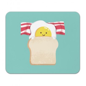 Коврик прямоугольный с принтом Завтрак в Белгороде, натуральный каучук | размер 230 х 185 мм; запечатка лицевой стороны | Тематика изображения на принте: бекон | еда | завтрак | обед | улыбка | хлеб | яичница | яйцо