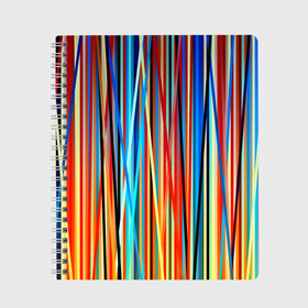 Тетрадь с принтом Colored stripes в Белгороде, 100% бумага | 48 листов, плотность листов — 60 г/м2, плотность картонной обложки — 250 г/м2. Листы скреплены сбоку удобной пружинной спиралью. Уголки страниц и обложки скругленные. Цвет линий — светло-серый
 | 3d | colored stripes | абстракция | другие | картинка | краски | линии | отблеск | полосы | прикольные | радуга | свет | цветные | яркие