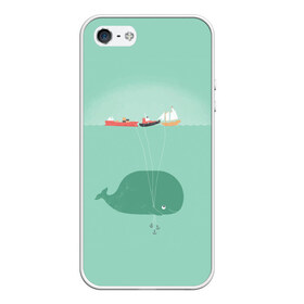 Чехол для iPhone 5/5S матовый с принтом Кит с корабликами в Белгороде, Силикон | Область печати: задняя сторона чехла, без боковых панелей | Тематика изображения на принте: кит | корабли | лодки | море | океан | шарики | якорь | якоря