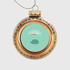 Стеклянный ёлочный шар с принтом Кит с корабликами в Белгороде, Стекло | Диаметр: 80 мм | Тематика изображения на принте: кит | корабли | лодки | море | океан | шарики | якорь | якоря