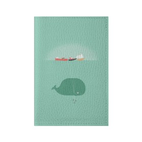 Обложка для паспорта матовая кожа с принтом Кит с корабликами в Белгороде, натуральная матовая кожа | размер 19,3 х 13,7 см; прозрачные пластиковые крепления | кит | корабли | лодки | море | океан | шарики | якорь | якоря