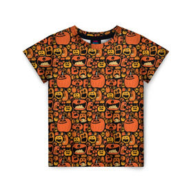 Детская футболка 3D с принтом Тыквы Хэллоуин в Белгороде, 100% гипоаллергенный полиэфир | прямой крой, круглый вырез горловины, длина до линии бедер, чуть спущенное плечо, ткань немного тянется | крик | монстры | овощи | праздник | тыква | хэллоуин