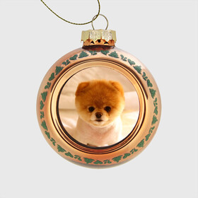 Стеклянный ёлочный шар с принтом Пушистик в Белгороде, Стекло | Диаметр: 80 мм | Тематика изображения на принте: dog | пес | померанский | собака | шпиц | щеночек