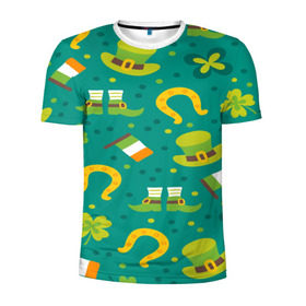 Мужская футболка 3D спортивная с принтом День святого Патрика в Белгороде, 100% полиэстер с улучшенными характеристиками | приталенный силуэт, круглая горловина, широкие плечи, сужается к линии бедра | зеленая | ирландия